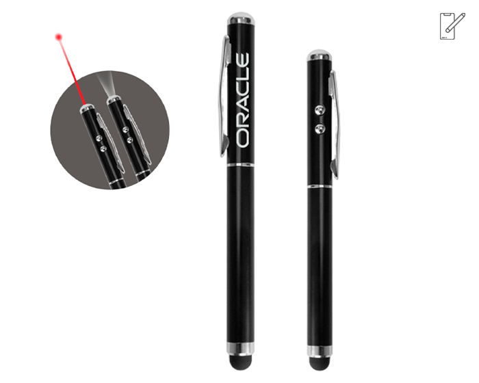 Boligrafo con Apuntador Laser Castelar A2123 Negro (Bolígrafo: acero inoxidable // estuche: cartón)