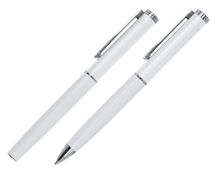 Set de Bolígrafos de Metal Mozart A2941 Blanco (Bolígrafo: aluminio // estuche: cartón)