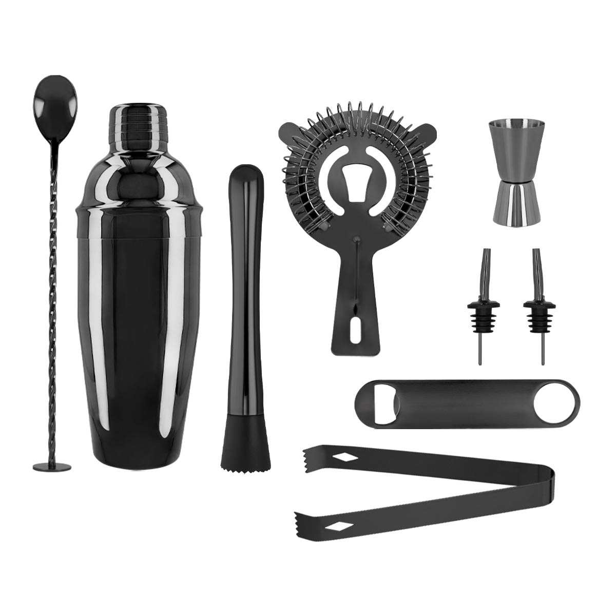 BAR 016 N – Set Shaker Conwy (Negro / acero inoxidable)