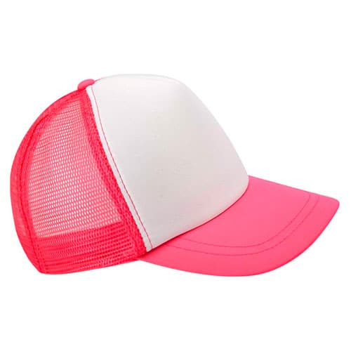 CAP 004 PN – Gorra Trucker Rosa Neon (Rosa neon / poliester / red de polipropileno)