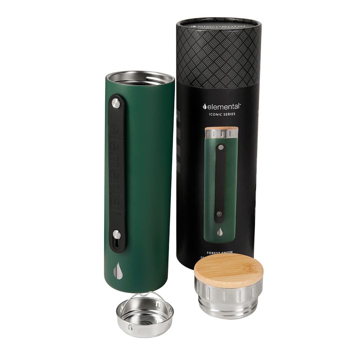 ELM 002 V – Termo Iconic Verde (Verde / acero inoxidable / bambu / silicon)