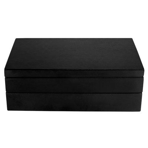JM 075 N – Set de Juego Hofuf (Negro / madera de tilo estuche / plastico fichas y dados)