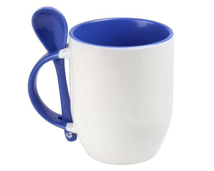 Taza Bicolor de Sublimación con Cuchara SUB4716 Maggie Azul (Cerámica)