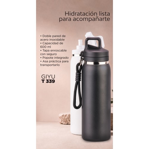 Termo Giyu T 339 NEGRO (T339 – intacero inox/extacero inox – articulo promocional)