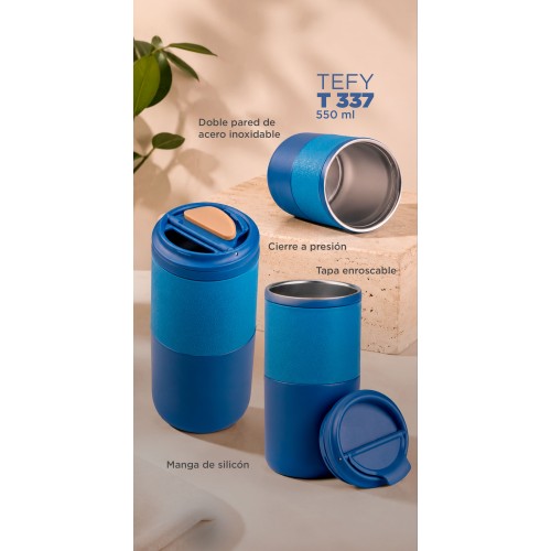 TERMO TEFY T 337 NEGRO (T337 – INT ACERO INOXIDABLE/EXT ACERO INOXIDABLE – ARTICULO PROMOCIONAL)