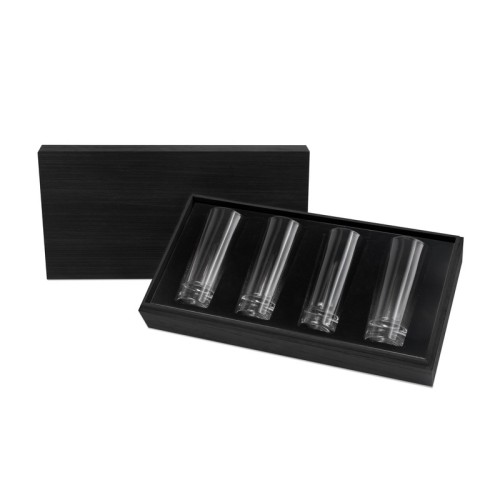 Set Set de Vasos Zaric BAR 045 N Negro (BAR045N – vidrio / madera – articulo promocional)