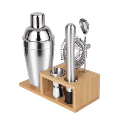 Set Set Shaker Korai BAR 051 S Plata (BAR051S – acero inoxidable / madera – articulo promocional)