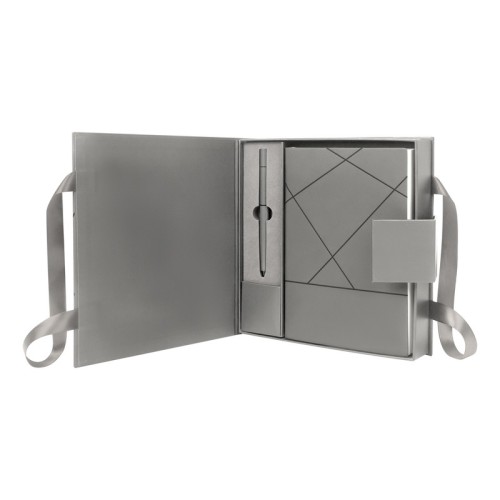 Set Libretas Set de Libreta Timantti Gris HL 9105 G Gris (HL9105G – curpiel / metal / carton – articulo promocional)