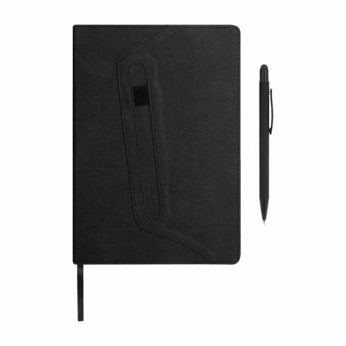 Set Libretas Set de Libreta Agendario Brigid Negro HL 9107 N Negro (HL9107N – pu / papel / aluminio – articulo promocional)