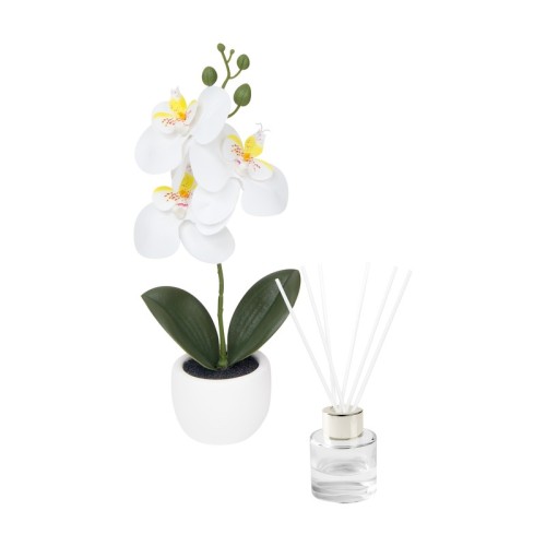 Decoracion Set Decorativo Fiora Blanco KTC 978 B Blanco (KTC978B – plastico / carton / vidrio / fibra de poliester / fragancia – articulo promocional)