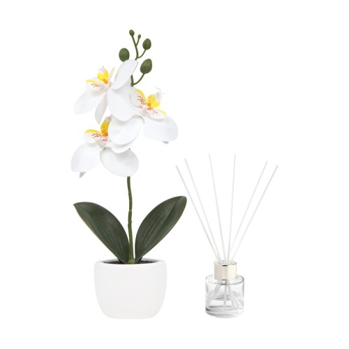 Decoracion Set Decorativo Fiora Blanco KTC 978 B Blanco (KTC978B – plastico / carton / vidrio / fibra de poliester / fragancia – articulo promocional)