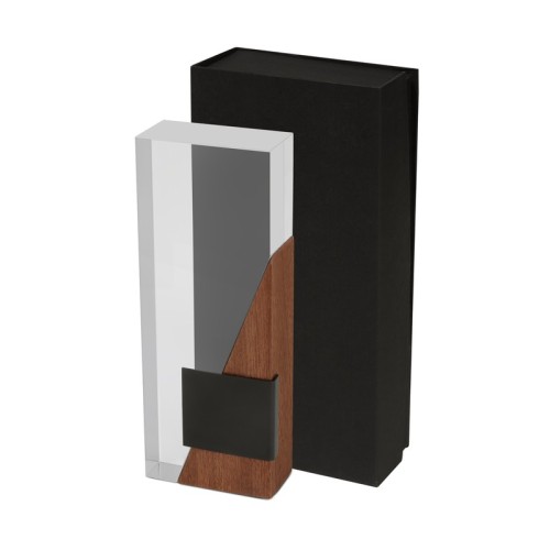 Accesorio Oficina Reconocimiento Aurix RMT 002 C Cafe (RMT002C – vidrio / madera / metal – articulo promocional)