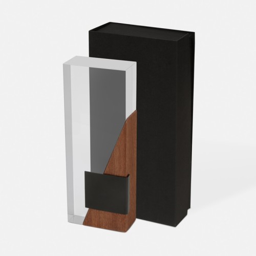Accesorio Oficina Reconocimiento Aurix RMT 002 C Cafe (RMT002C – vidrio / madera / metal – articulo promocional)