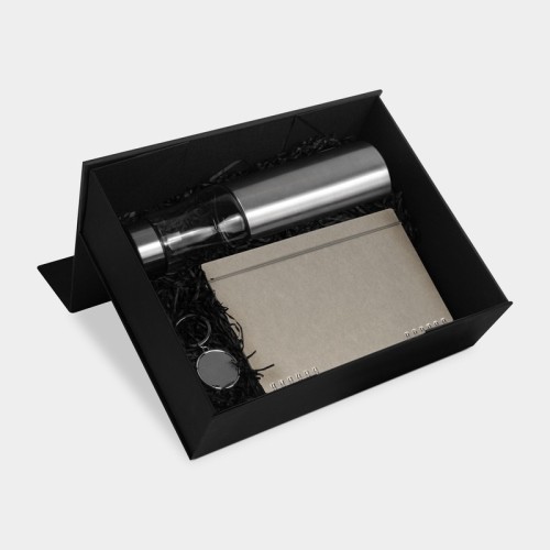 Set Ejecutivo Set Shine Negro SET 035 N Negro (SET035N – carton / papel / vidrio borosilicato / acero inoxidable / plastico / curpiel / metal – articulo promocional)