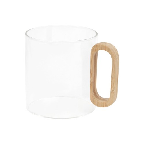 Tazas Taza Soki Blanco TAZ 074 B Blanco (TAZ074B – vidrio borosilicato / bambu – articulo promocional)