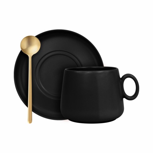 Tazas Set de Taza Zaphir Negro TAZ 076 N Negro (TAZ076N – ceramica / metal – articulo promocional)