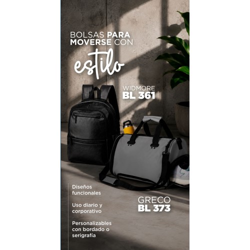 Mochila Widmore BL 361 NEGRO (BL361 – poliuretano/poliester – articulo promocional)